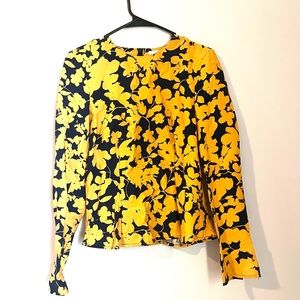 H&M Floral Long Sleeve Blouse Size 4 (Small)